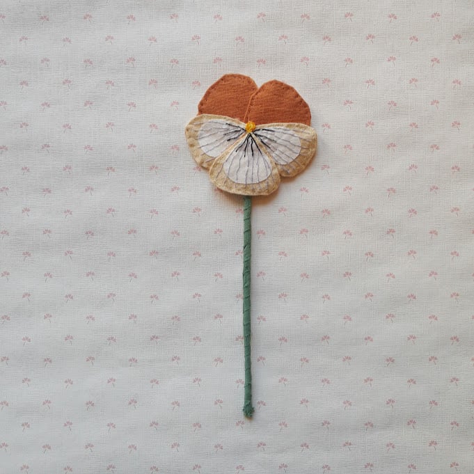 Image of Caramel and light yellow fabric Pansy