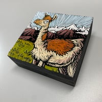 Image 2 of Llama and mountains carved panel