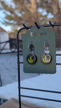 Image 1 of Black with neon yellow earrings