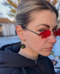 Image 4 of Black with neon yellow earrings