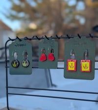Image 2 of Rectangular epoxy earrings