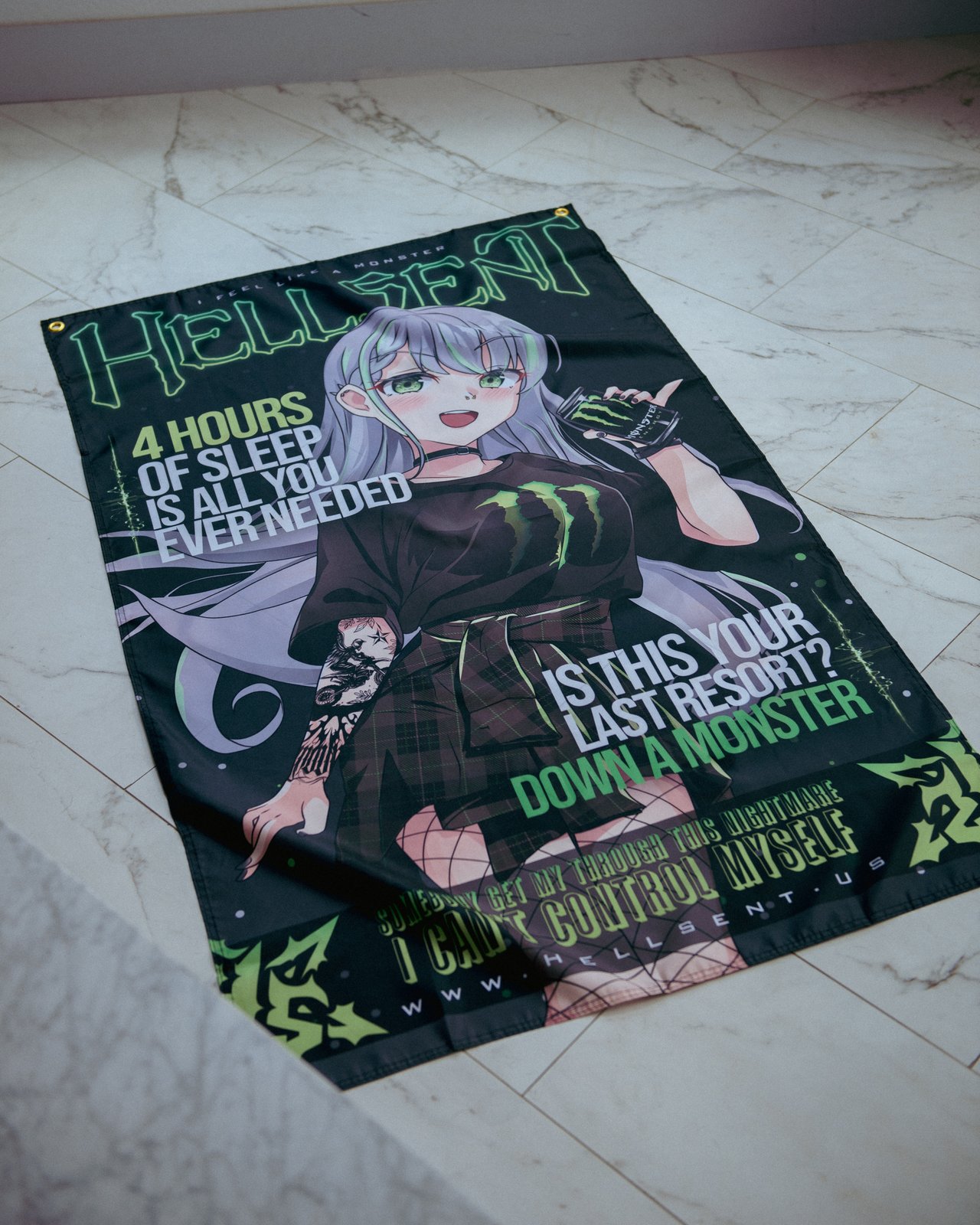 Monster Energy Flag　P165 Monster girl  Monster Energy Drink 3x5 Ft Flag Banner Gym Mancave Decor