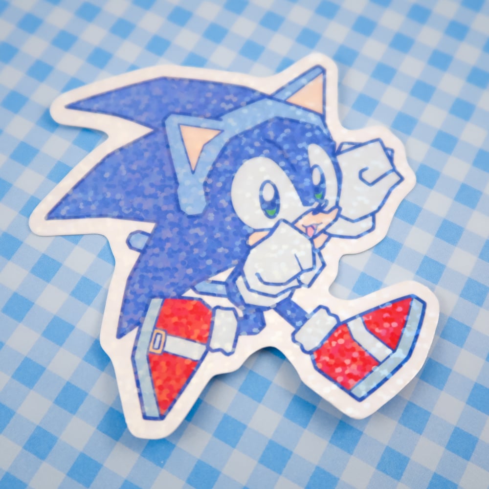 Kitty Sonic Sticker - Glitter Vinyl