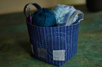 Image 1 of Handmade Fabric Storage Basket – Handwoven Cotton, Small Project Bag
