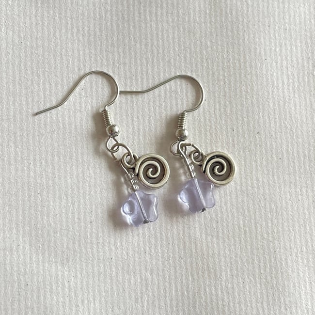 violet star swirl earrings 