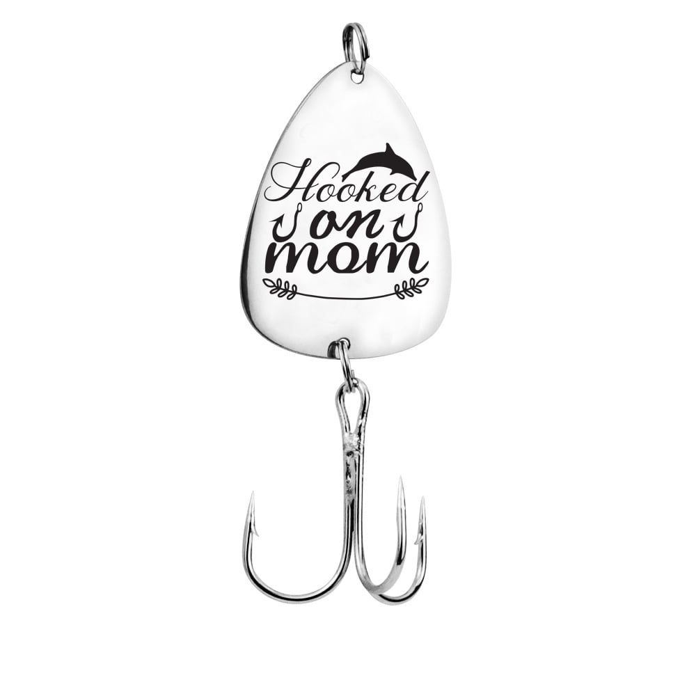 Image of Hooked on Mom Engraved Metal Fish Hook – Perfect Gift for Fishing Moms