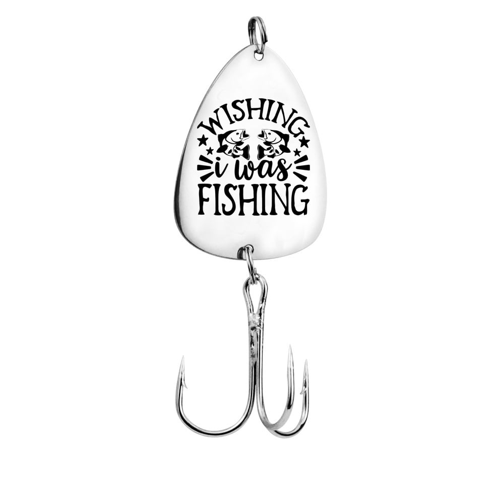 Image of Wishing I Was Fishing Engraved Metal Fish Hook – Perfect Gift for Anglers