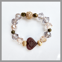 Image 2 of Coral Heart Bracelet/Coral Shimmer Earrings/Coral Ballroom Earrings for Kids Teens Girls 