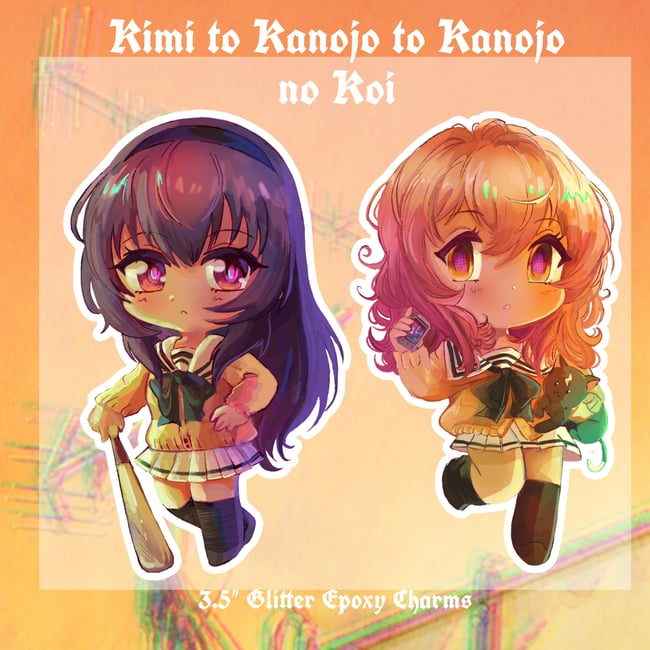 You and Me and Her 3.5” Glitter Epoxy Charms || Double Sided Different Design