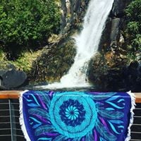 Image 4 of Dream Weaver Boho Round Beach Towel - Feather Print, Sand Free, Microfiber