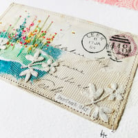 Image 1 of Art - original antique UK 1884 envelope - hand embroidered