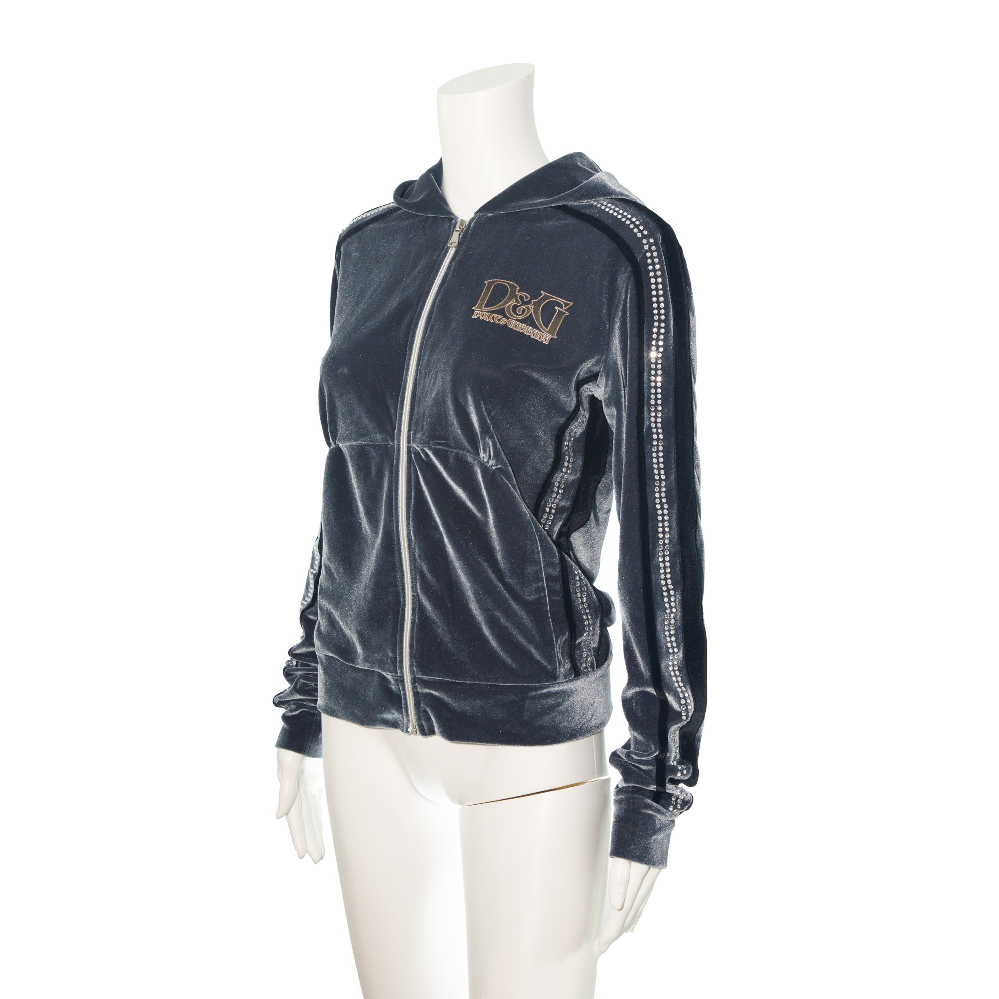 Image of Dolce & Gabbana Grey Velour Track Jacket 
