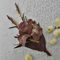 Image 1 of Brooch-flower Iris bordeaux.