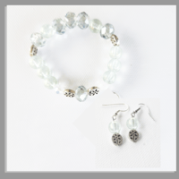 Image 1 of  Ice Green Floral Bracelet and Ice Green Earrings for Kids Teens Girls 