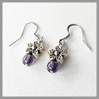 Image 4 of Lavender Love Bracelet/Lavender Drop Earrings/Silver Flower Earrings for Kids Teens Girls 
