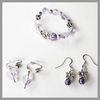 Image 1 of Lavender Love Bracelet/Lavender Drop Earrings/Silver Flower Earrings for Kids Teens Girls 