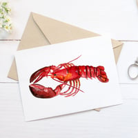 Image 1 of Greeting Card Lobster Watercolor