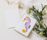 Image 1 of Greeting Card Seahorse Watercolor