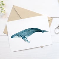 Image 1 of Greeting Card Humpback Whale Watercolor