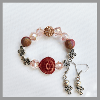 Image 1 of Cranberry Faith Bracelet/Silver Faith Earrings for Kids Teens Girls 