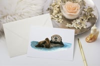 Image 1 of Greeting Card Sea Otter Watercolor