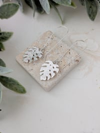 Image 1 of Monstera Leaf Dangly Earrings