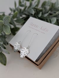 Image 5 of Monstera Leaf Dangly Earrings