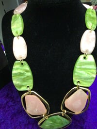 Image 2 of The Desired Pink & Green Necklace &Bracelet set