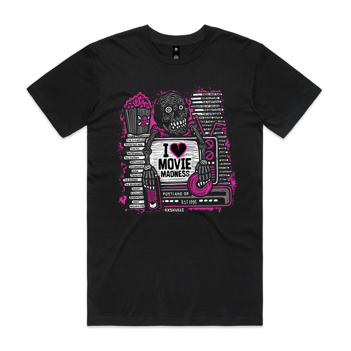 Image of Rx Skulls x Movie Madness Shirt - Neon Pink