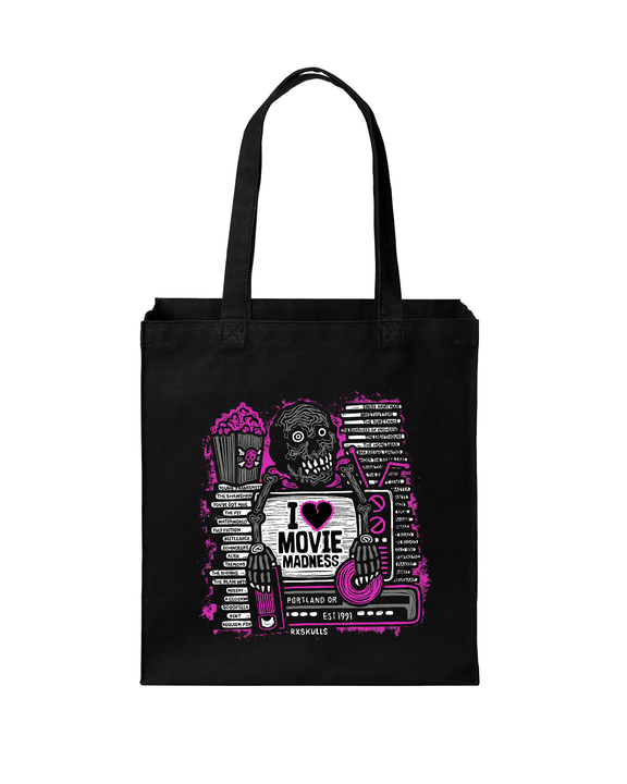 Image of Rx Skulls x Movie Madness Tote Bag - Neon Pink
