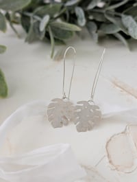 Image 3 of Monstera Leaf Dangly Earrings