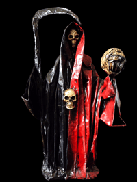 Image 1 of Red and Black Reversal Santa Muerte Statue 