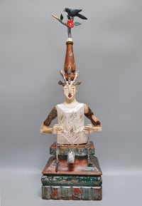Image 1 of Message in a Bottle- carved wood sculpture