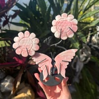 Image 1 of Pink Opal Butterfly w/ Flowers