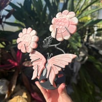 Image 4 of Pink Opal Butterfly w/ Flowers
