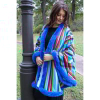 Image 1 of Fur Trim Poncho - Serape