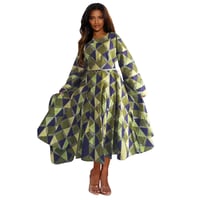 Image 2 of Panel Dress / Long Bell Sleeve
