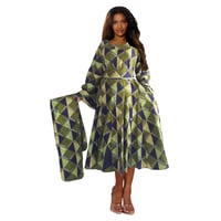 Image 1 of Panel Dress / Long Bell Sleeve