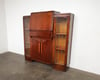 1940s Tiger Oak Art Deco Display Cabinet With Desk