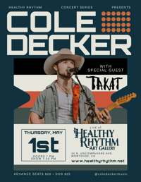 Image 1 of COLE DECKER + Special Guest TAKAT :: LIVE AT HEALTHY RHYTHM