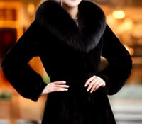 Image 2 of Genuine Rabbit Fur Coat w/ Fox Fur Collar