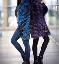 Image 1 of Silver Fox Fur Coat w/ Wool Lining ( Cardigan )