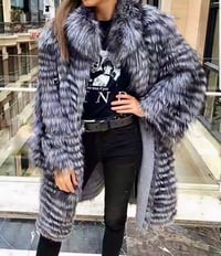 Image 4 of Silver Fox Fur Coat w/ Wool Lining ( Cardigan )