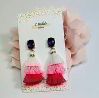 Image 2 of Mini Tiered Tassel (Purple Oval Gem Post)
