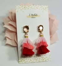 Image 1 of Mini Tiered Tassel Dangle Drop Earrings (Rose Gold) 