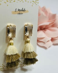 Image 4 of Mini Tiered Tassel w Crystal Gem Square Post