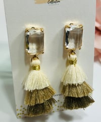 Image 2 of Mini Tiered Tassel w Crystal Gem Square Post