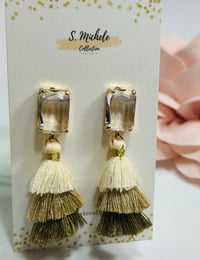 Image 1 of Mini Tiered Tassel w Crystal Gem Square Post