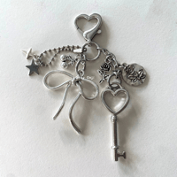 Image 1 of Heart Bow Key Bag Charm