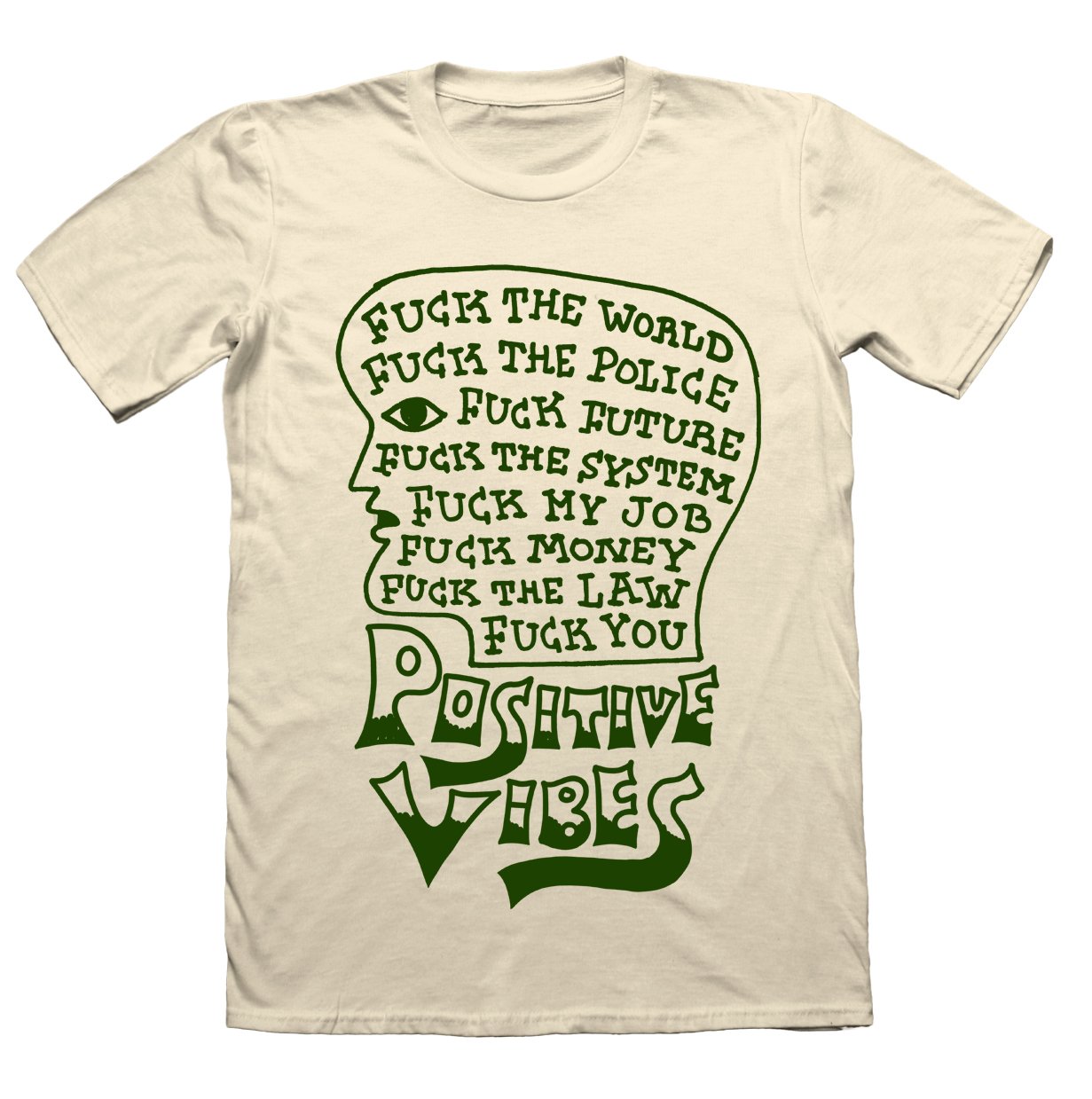 Image of POSITIVE VIBES by PF (Dark green on beige) 